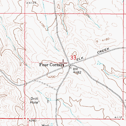 Topographic Map of Four Corners, WY