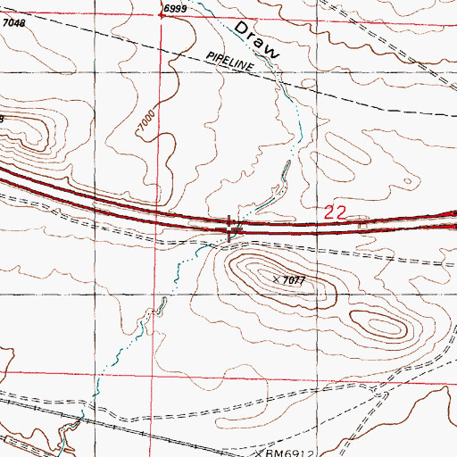 Topographic Map of Fourmile Bridge, WY
