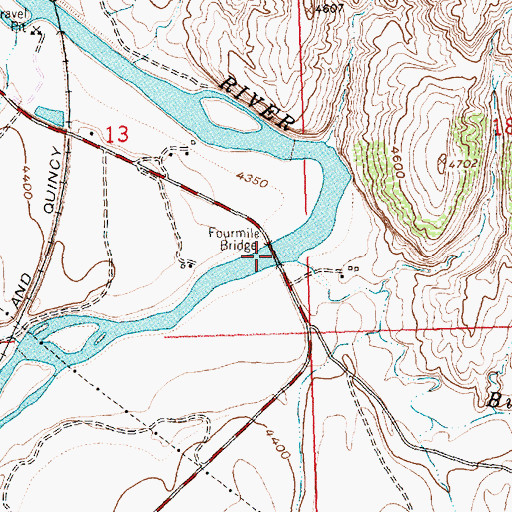 Topographic Map of Fourmile Bridge, WY