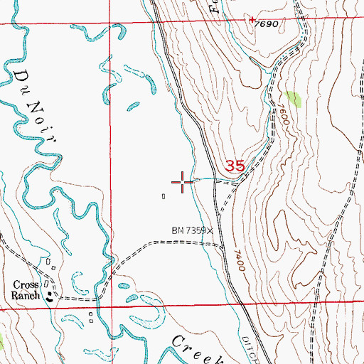 Topographic Map of Fourmile Creek, WY