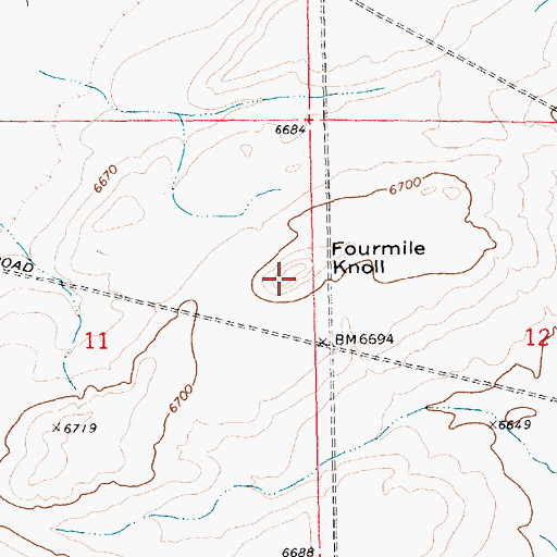 Topographic Map of Fourmile Knoll, WY