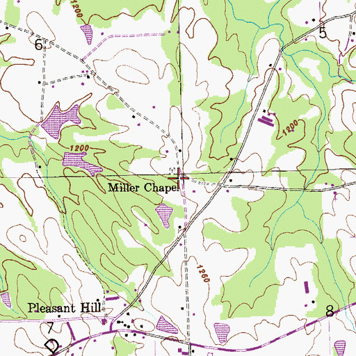 Topographic Map of Miller Chapel, AL