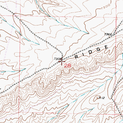 Topographic Map of Fourmile Ridge, WY