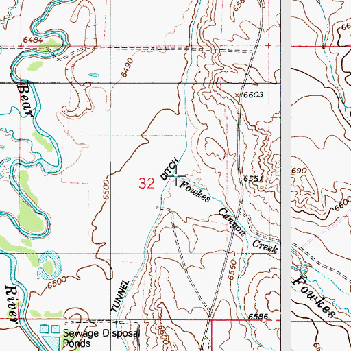 Topographic Map of Fowkes Canyon Creek, WY