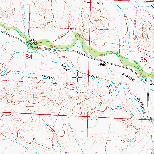 Topographic Map of Fox Ditch, WY