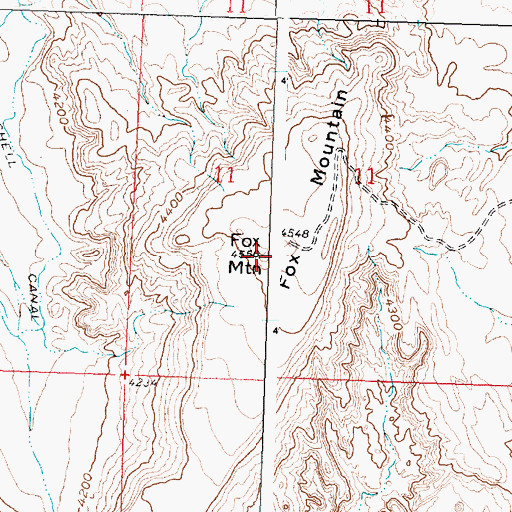 Topographic Map of Fox Mountain, WY
