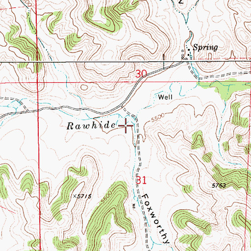 Topographic Map of Foxworthy Draw, WY