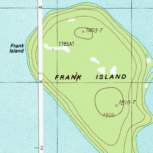 Topographic Map of Frank Island, WY