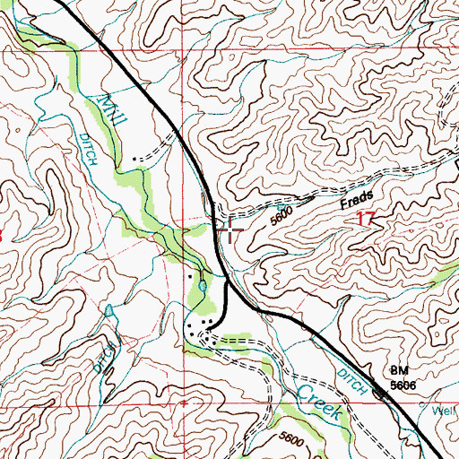 Topographic Map of Freds Draw, WY