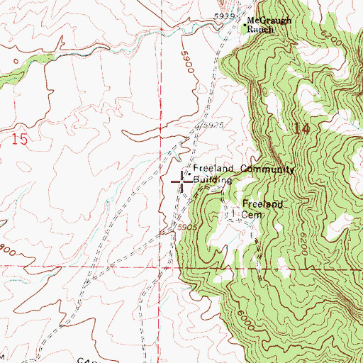 Topographic Map of Freeland Community Building, WY