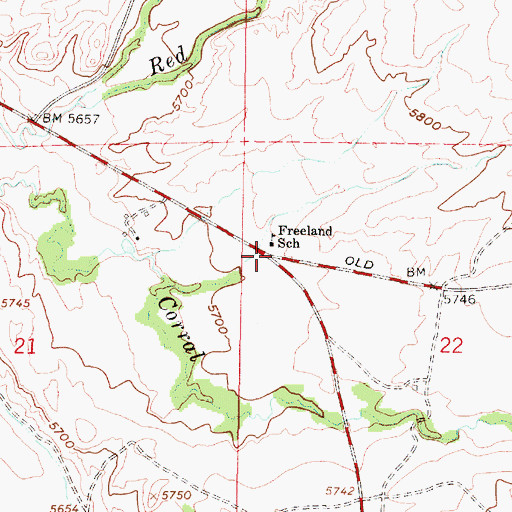 Topographic Map of Freeland School, WY