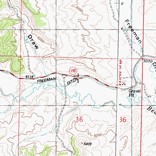 Topographic Map of Freeman Ditch, WY