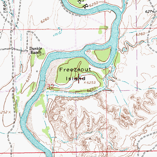 Topographic Map of Freezeout Island, WY