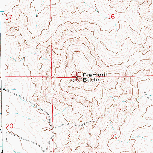 Topographic Map of Fremont Butte, WY
