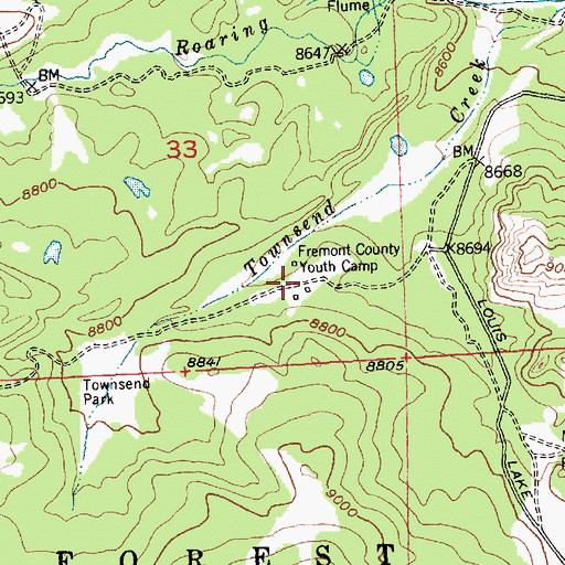 Topographic Map of Fremont County Youth Camp, WY
