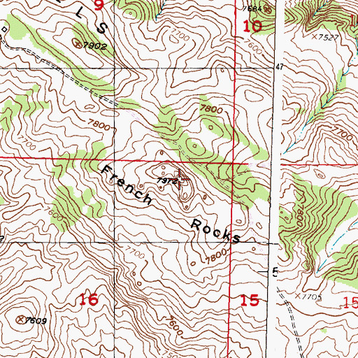 Topographic Map of French Rocks, WY