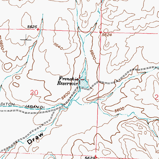 Topographic Map of Frenchie Reservoir, WY