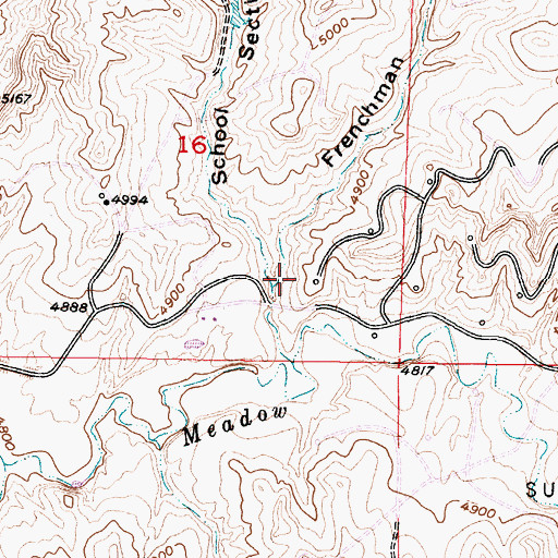 Topographic Map of Frenchman Draw, WY