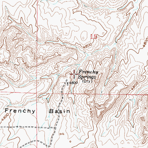 Topographic Map of Frenchy Springs, WY
