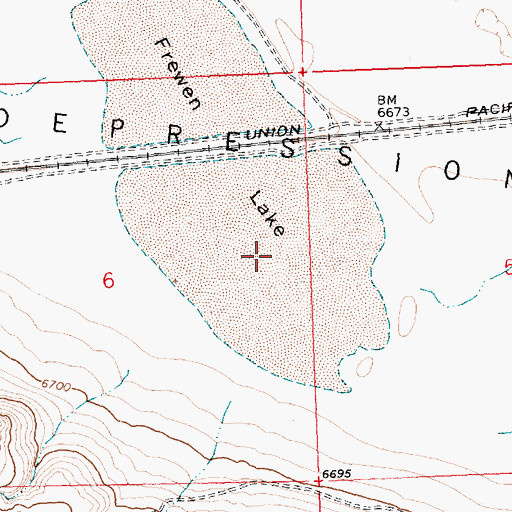 Topographic Map of Frewen Lake, WY