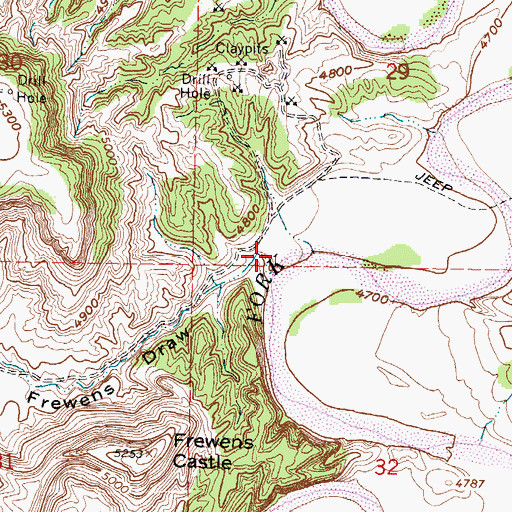 Topographic Map of Frewens Draw, WY