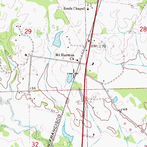 Topographic Map of Mount Harmon Church, AL