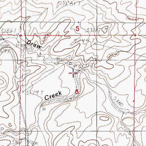 Topographic Map of Friday Draw, WY