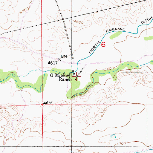 Topographic Map of G Mitchell Ranch, WY