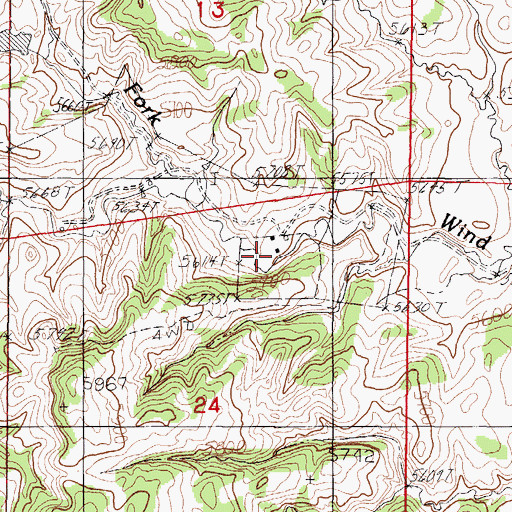 Topographic Map of Gafford Ranch, WY