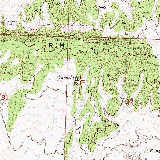 Topographic Map of Gamblers Reservoir, WY