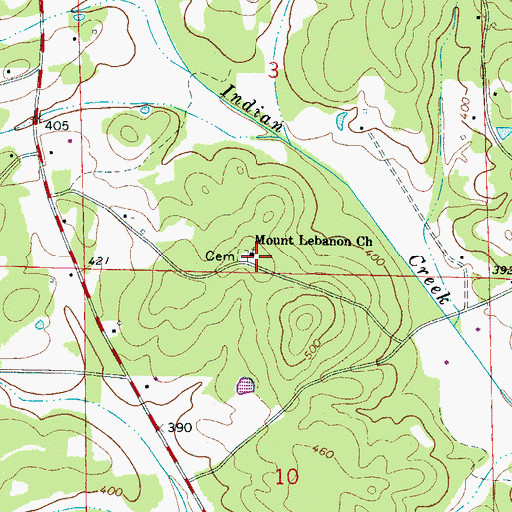 Topographic Map of Mount Lebanon Missionary Baptist Church, AL