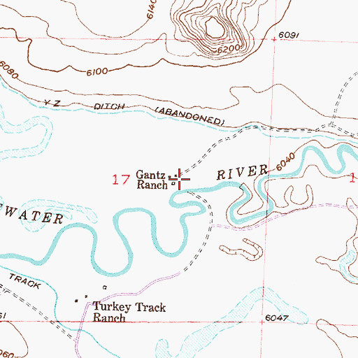 Topographic Map of Gantz Ranch, WY
