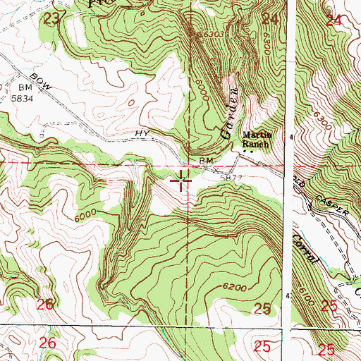 Topographic Map of Garden Creek, WY