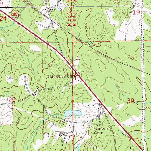 Topographic Map of Mount Olive Baptist Church, AL