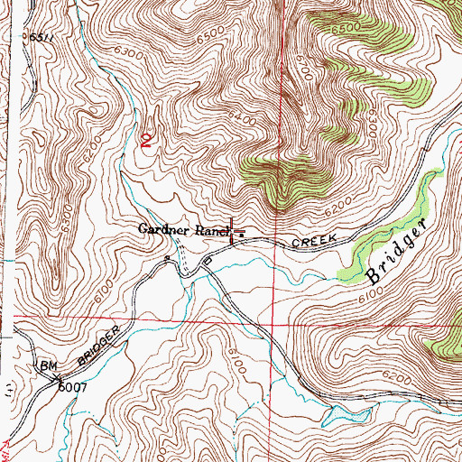 Topographic Map of Gardner Ranch, WY