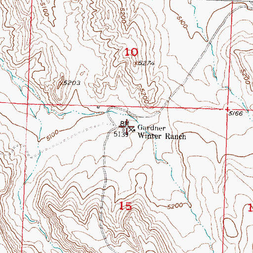 Topographic Map of Gardner Winter Ranch, WY