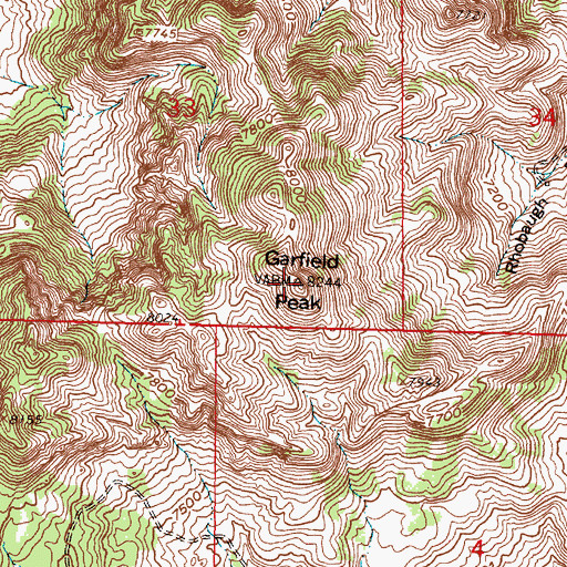 Topographic Map of Garfield Peak, WY