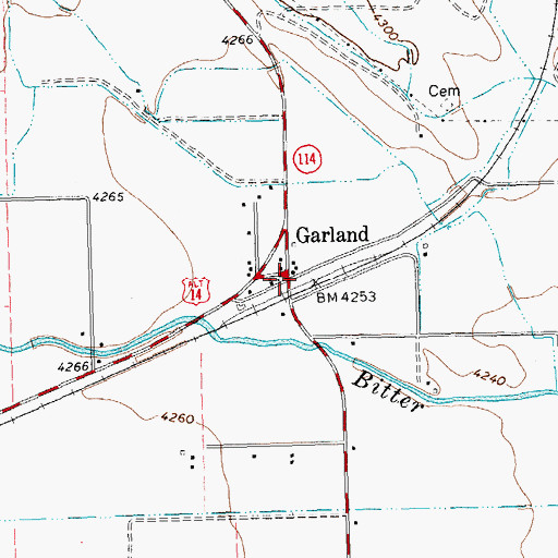 Topographic Map of Garland, WY