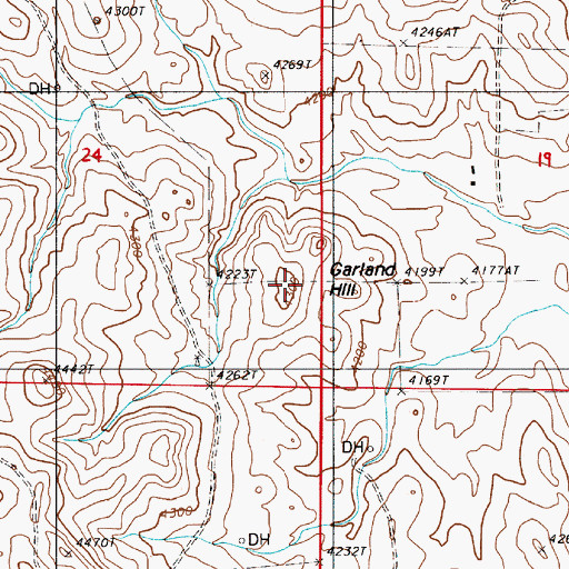 Topographic Map of Garland Hill, WY