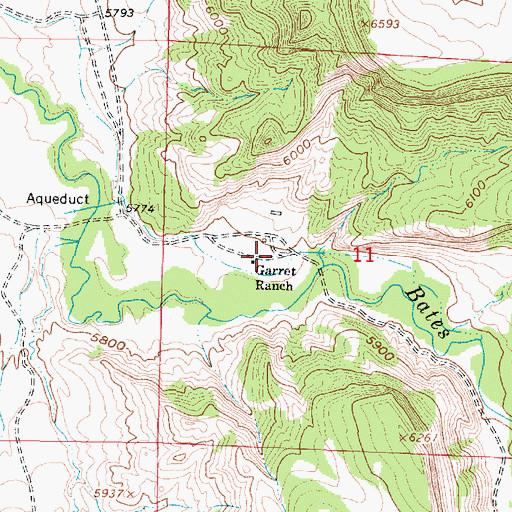 Topographic Map of Garret Ranch, WY