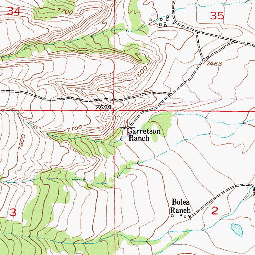 Topographic Map of Garretson Ranch, WY