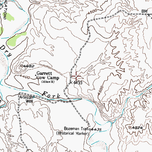 Topographic Map of Garrett Cow Camp, WY
