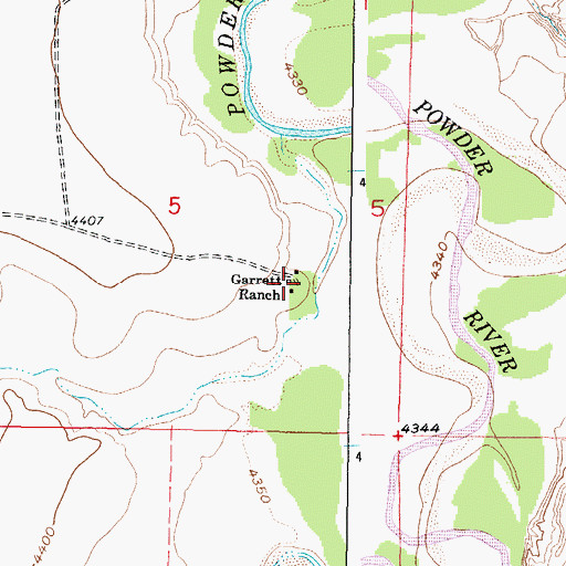 Topographic Map of Garrett Ranch, WY