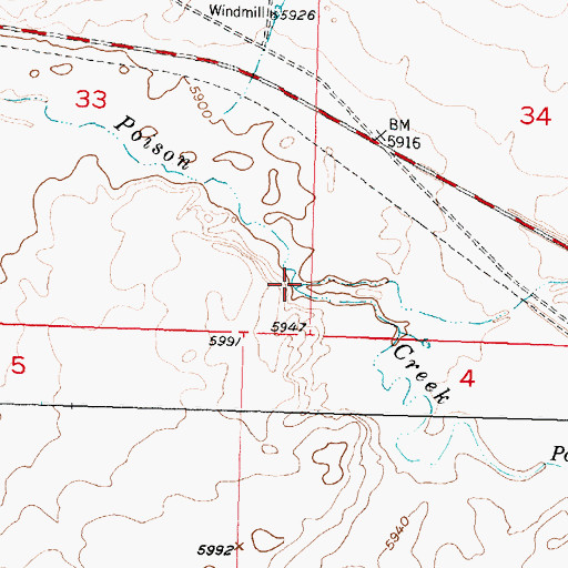 Topographic Map of Garrison Draw, WY