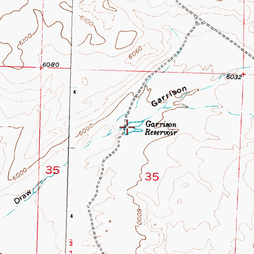 Topographic Map of Garrison Reservoir, WY