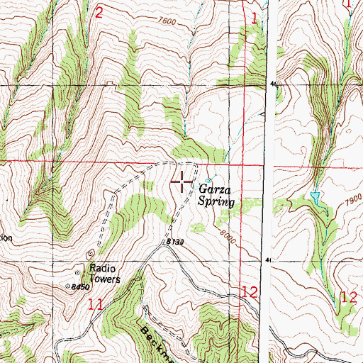Topographic Map of Garza Spring, WY