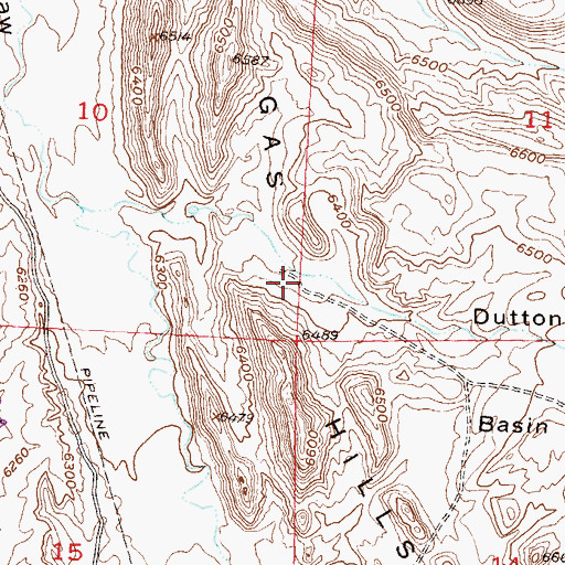 Topographic Map of Gas Hills, WY