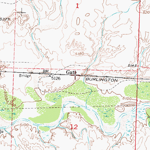 Topographic Map of Gate, WY