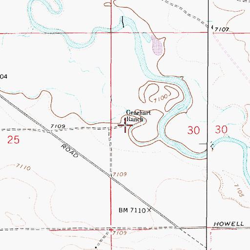 Topographic Map of Gearhart Ranch, WY