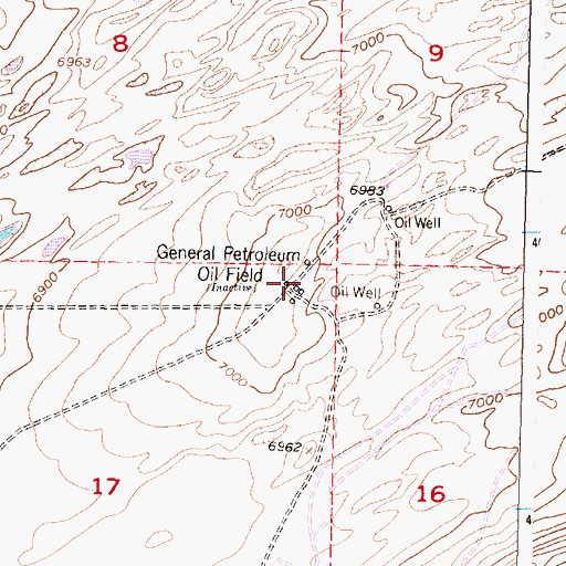 Topographic Map of General Petroleum Oil Field, WY